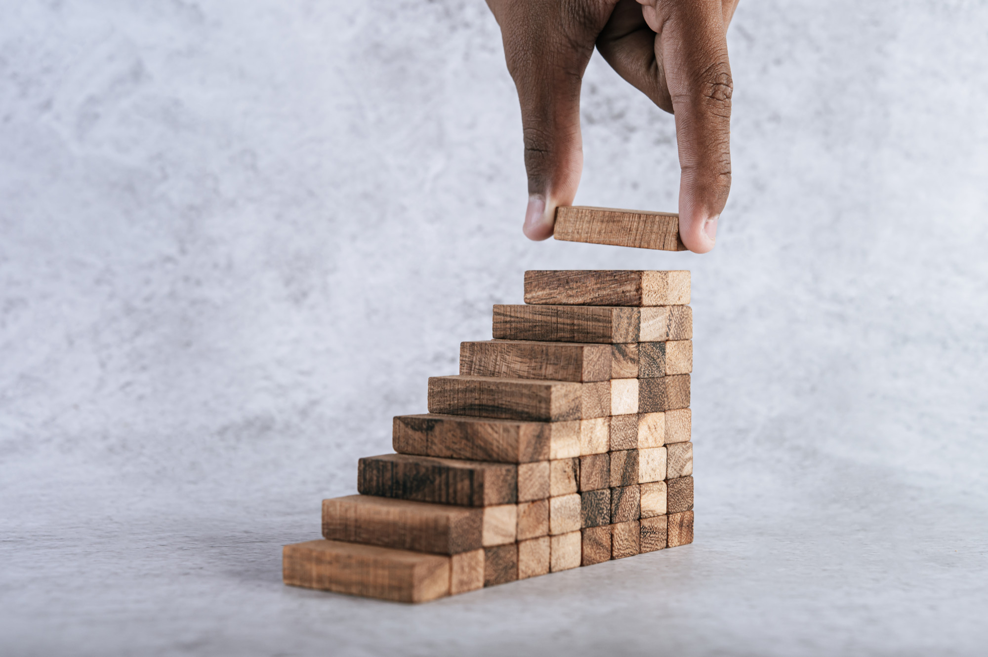 Building blocks representing business values and growth